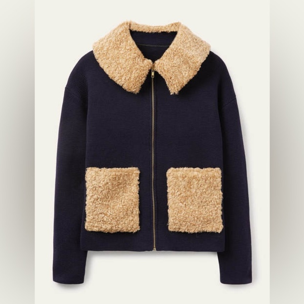Boden Borg Cropped Coatigan in Navy